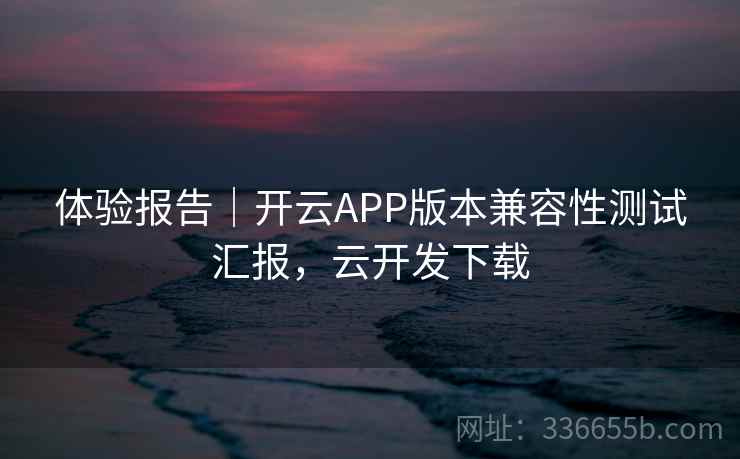 体验报告|开云APP版本兼容性测试汇报,云开发下载